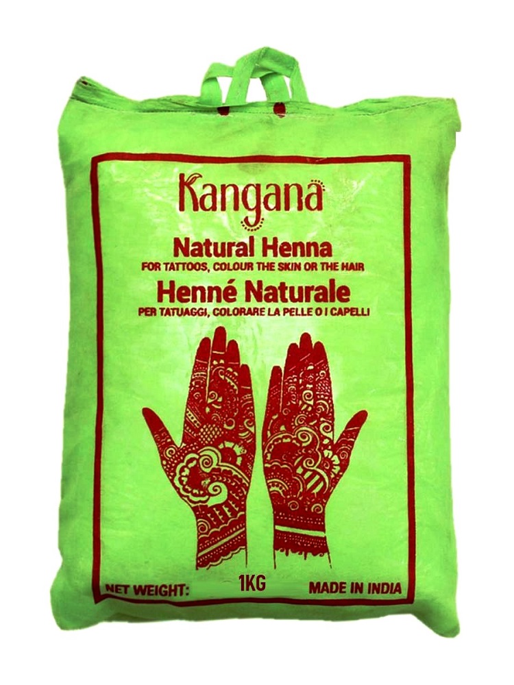 Henné naturale in polvere per capelli e body art - Kangana 1kg.